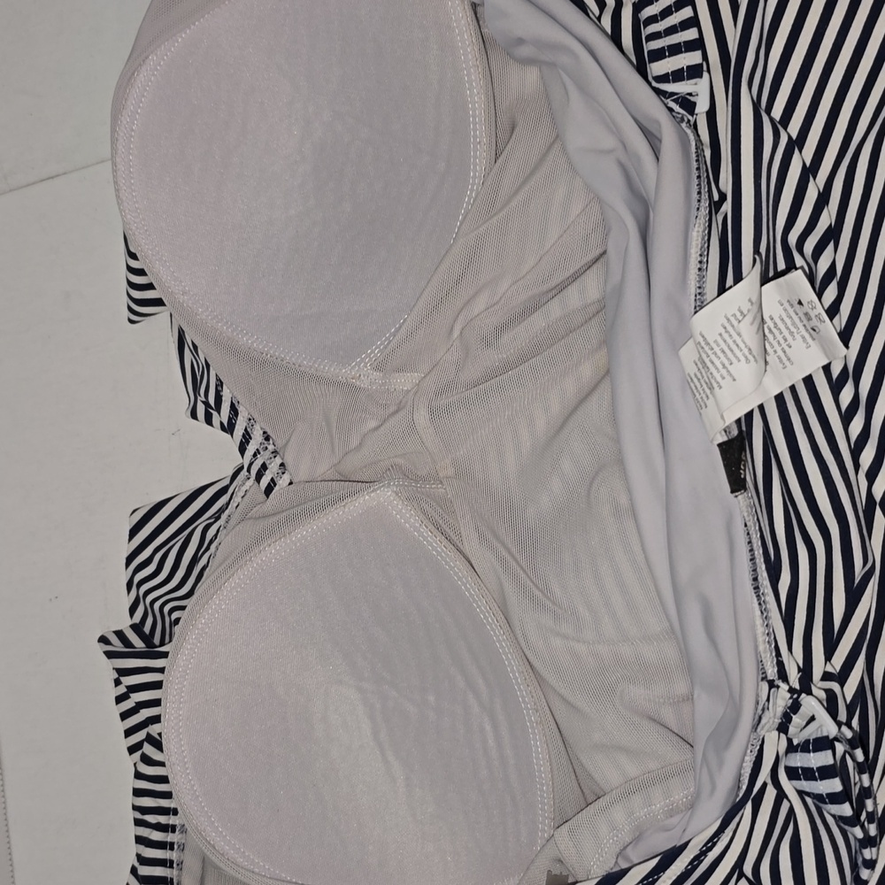 Nip Tuck Nautical Navy White Striped One Piece Swimsuit Womens Size 8 - Picture 10 of 12